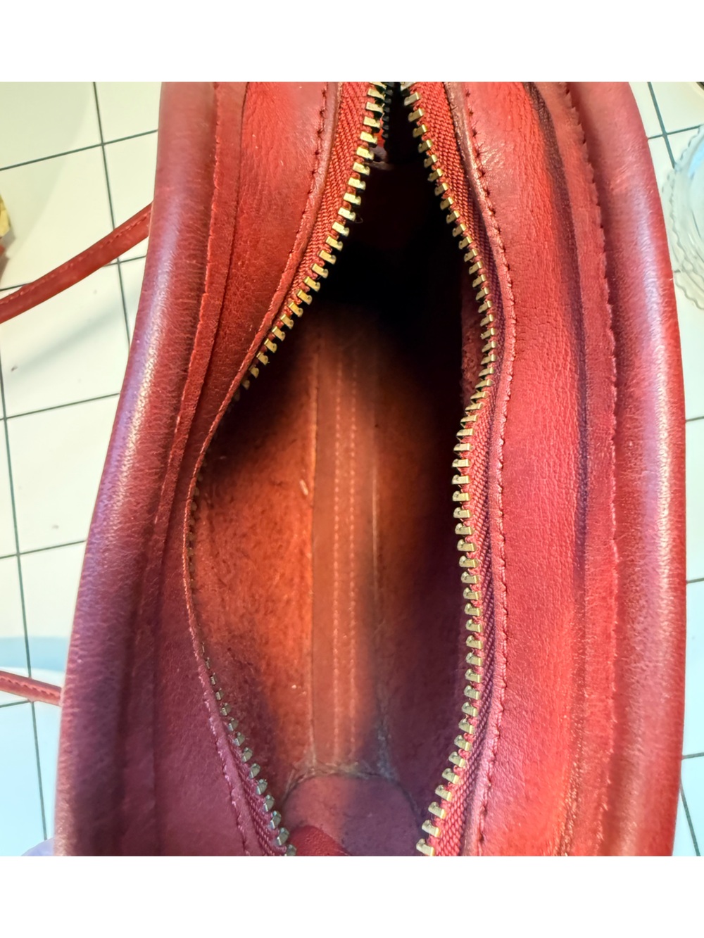 Vintage Coach 9017 Abbie Zip crossbody bag red leather 1997 - project bag - Picture 15 of 16
